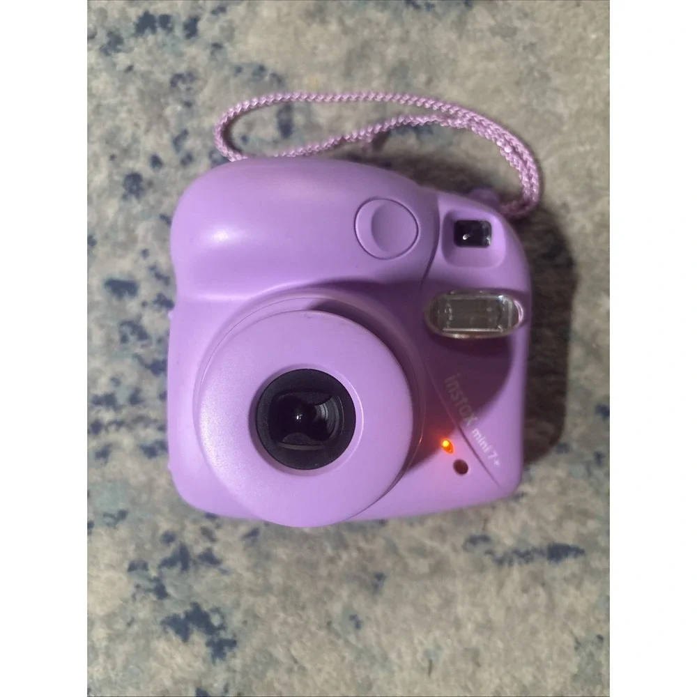 Fujifilm Instax Mini 7+ Instant Film Camera Purple w/ Wrist Strap Tested EUC